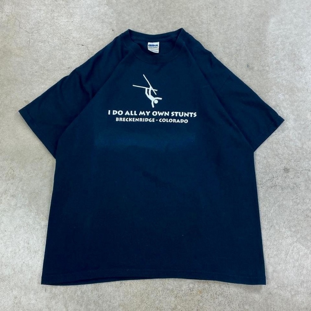 Vintage Breckenridge Colorado Shirt Size Large Black Ski I Do All My Own Stunts